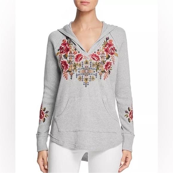 Johnny Was Axton Floral Embroidered Thermal Hoodie SMALL - Picture 1 of 12